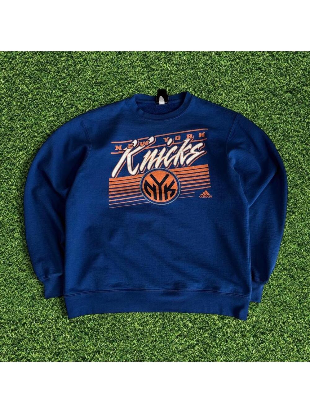 Vintage Adidas New York Knicks Crewneck Sweatshirt Orange White Logo